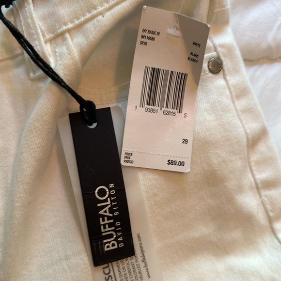 NWT- BUFFALO HI-RISE SKINNY JEANS. WHITE. Wms size 29 - Picture 9 of 12